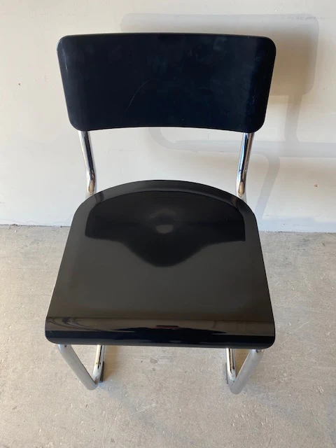 Retro Inspired Curved Dining Chair in Black - SECONDS - Image 9