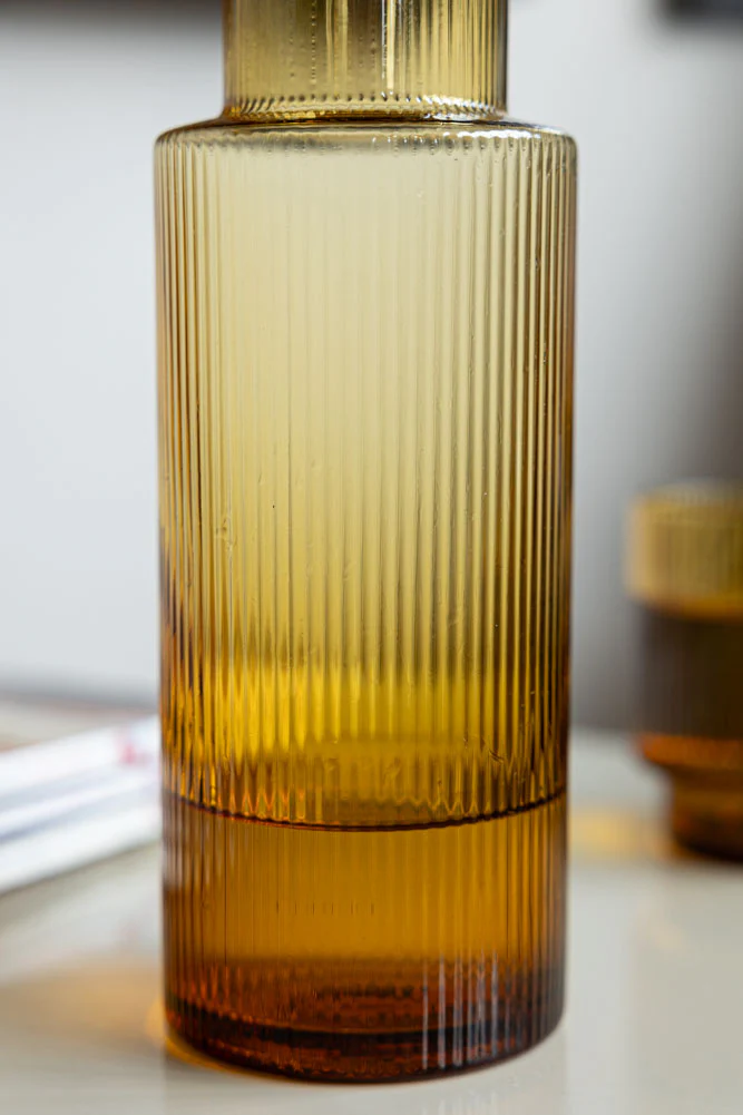 Ribbed Amber Glass Carafe & Tumbler - Available in Two Options - Image 5