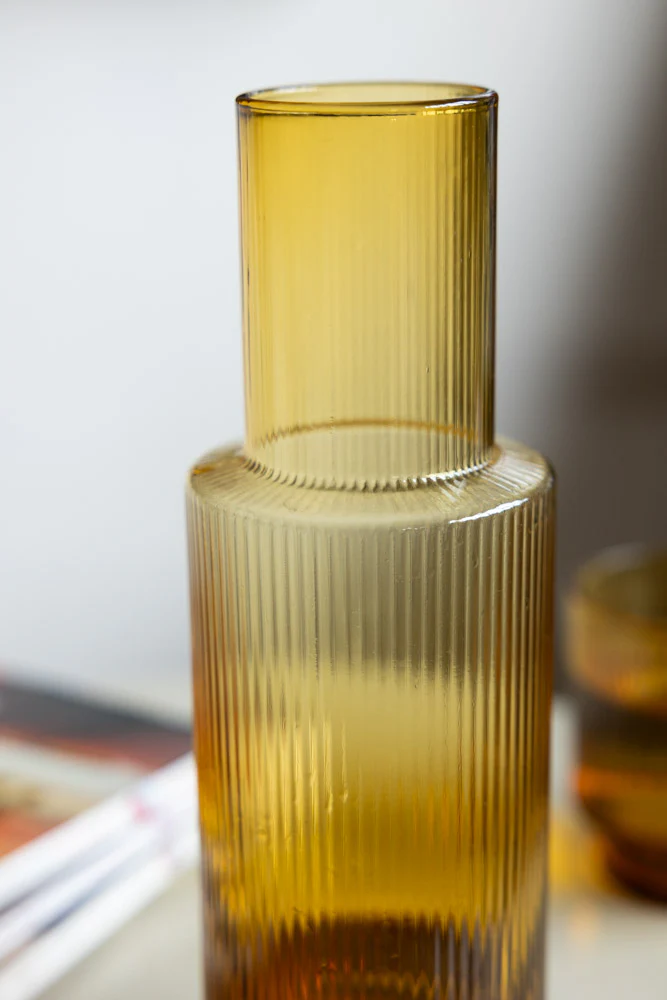 Ribbed Amber Glass Carafe & Tumbler - Available in Two Options - Image 6