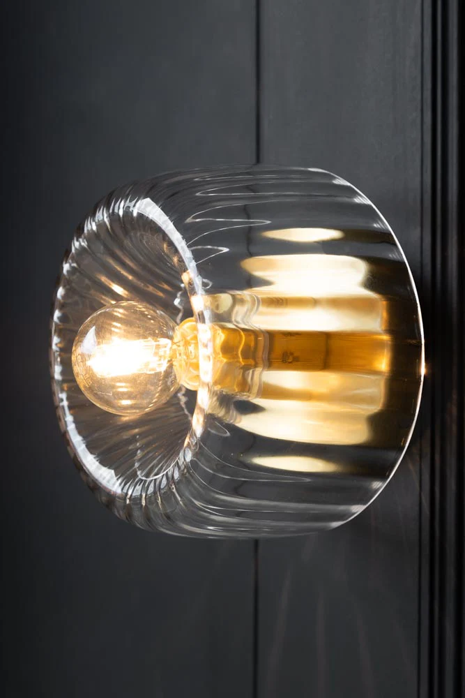 Ribbed Glass & Brass Wall Light - Image 4