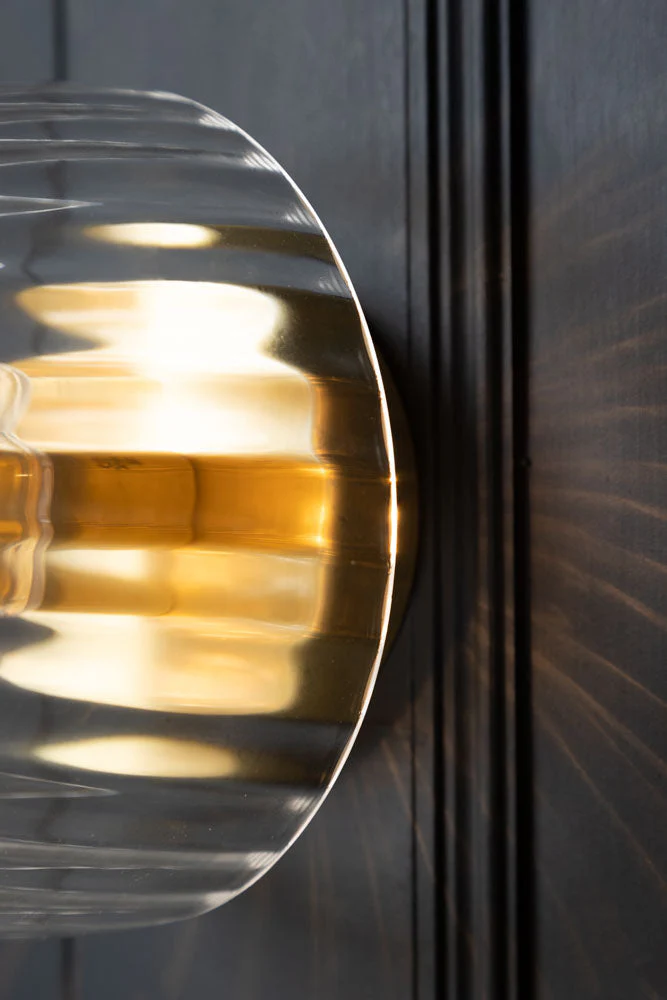 Ribbed Glass & Brass Wall Light - Image 5