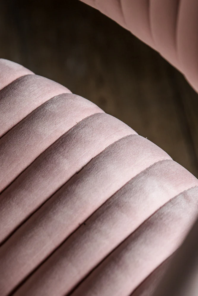 Ribbed Pink Velvet Swivel Chair - Image 3