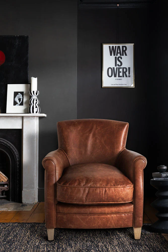 Vintage-Style Dark Brown Leather Armchair - Image 3