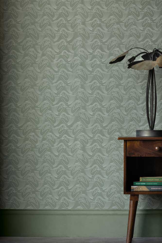Rockett St George Deco Nymph Olive Wallpaper - Image 8