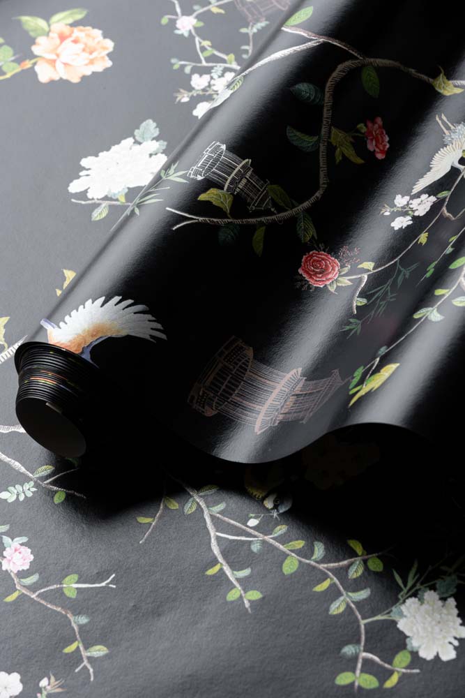 Rockett St George Modern Chinoiserie Black Ink Wallpaper - Image 12