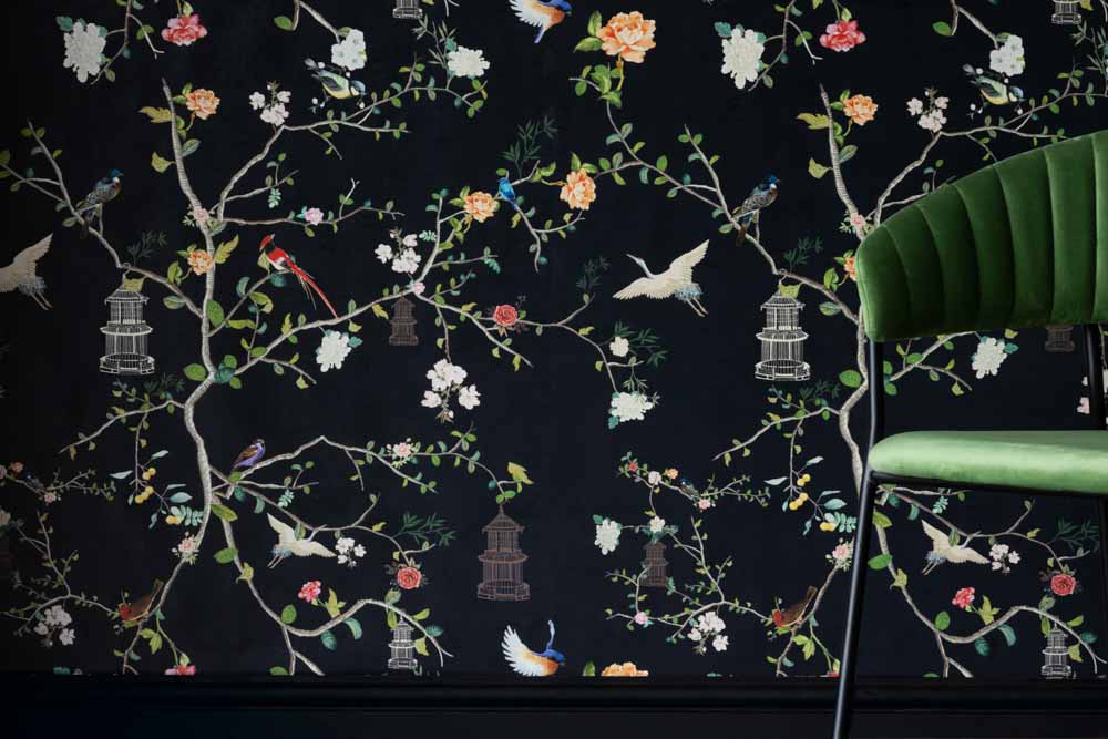 Rockett St George Modern Chinoiserie Black Ink Wallpaper - Image 14