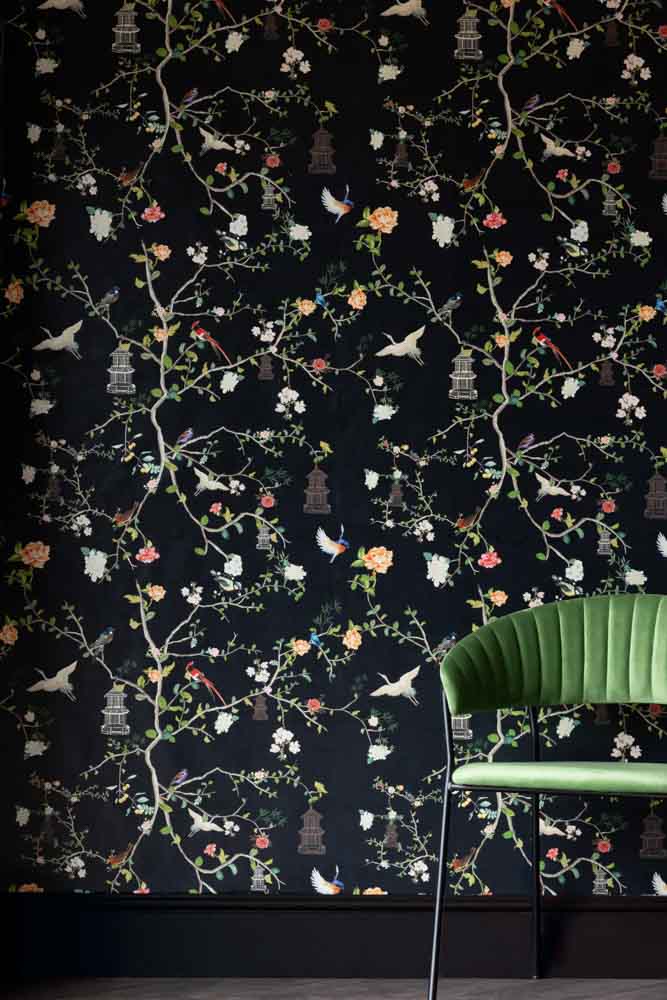 Rockett St George Modern Chinoiserie Black Ink Wallpaper - Image 8