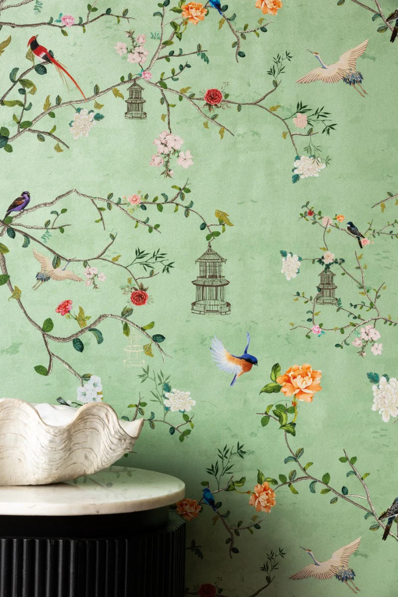 Rockett St George Modern Chinoiserie Green Tea Wallpaper - Image 16