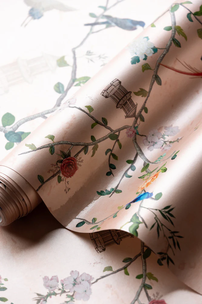 Rockett St George Modern Chinoiserie Watermelon Blush Wallpaper - Image 11