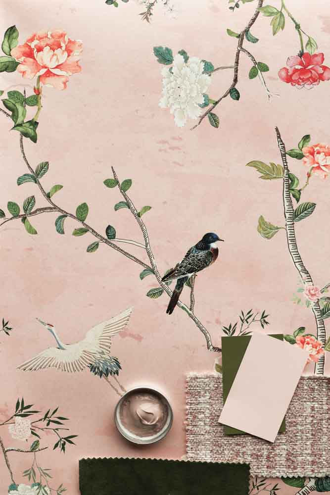 Rockett St George Modern Chinoiserie Watermelon Blush Wallpaper - Image 8