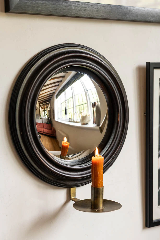 Round Convex Mirror Wall Sconce