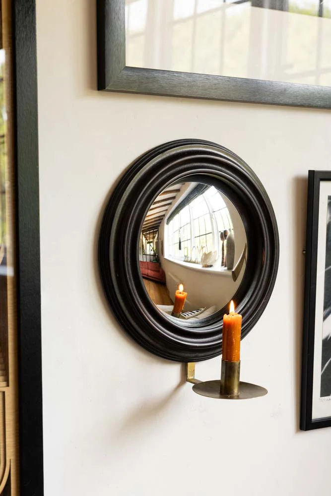 Round Convex Mirror Wall Sconce - Image 2