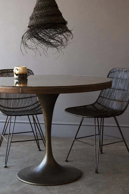 Round Leather Dining Table With Glass Top