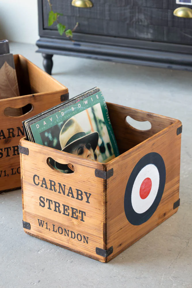 Set of 2 Antiqued Wooden Storage Boxes - Image 3
