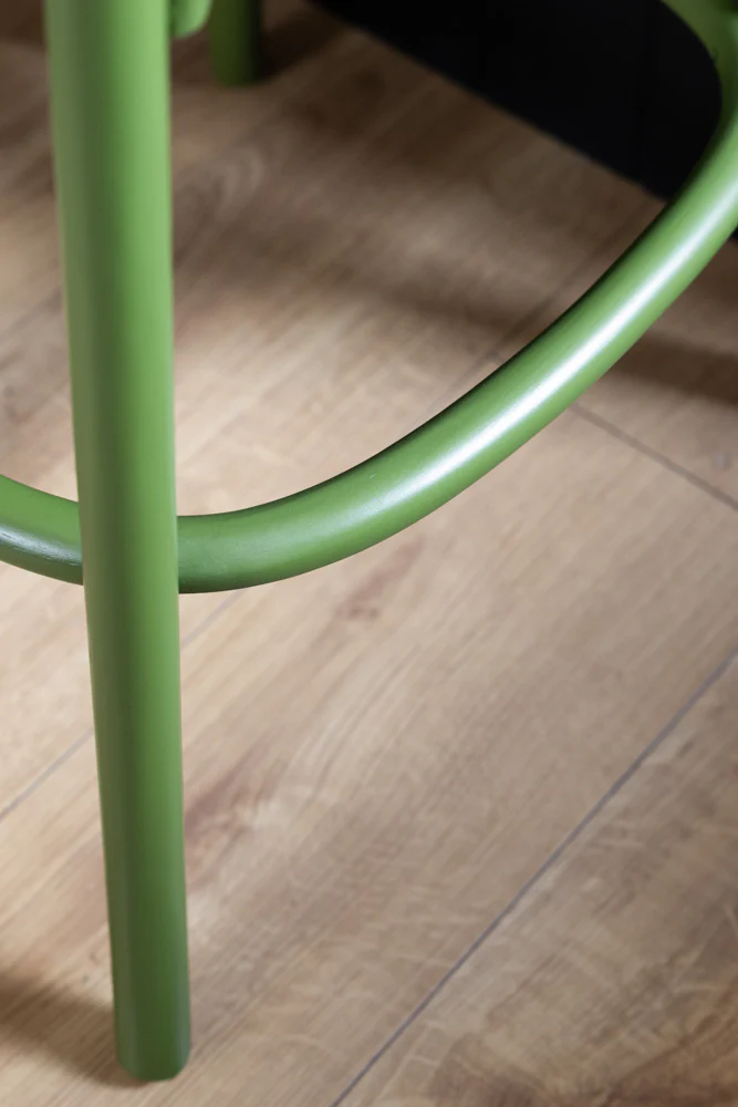 Set of 2 Chez Pitou Wood & Woven Cane Bar Stools in Green - Image 7