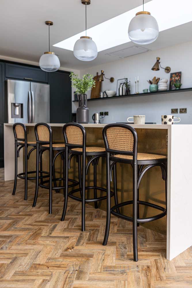 Set of 2 Chez Pitou Wood & Woven Cane Bar Stools in Black - Image 13