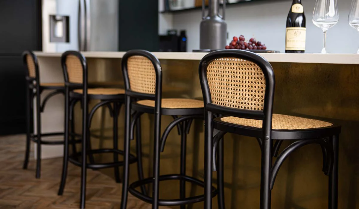 Set of 2 Chez Pitou Wood & Woven Cane Bar Stools in Black - Image 14