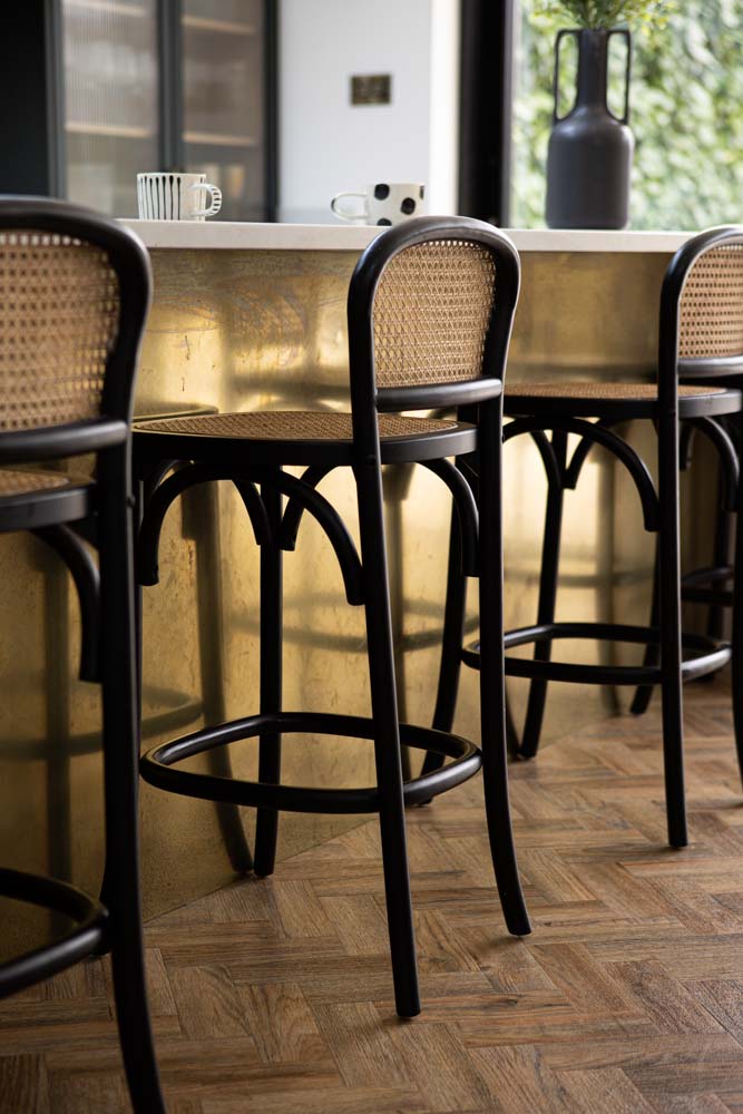 Set of 2 Chez Pitou Wood & Woven Cane Bar Stools in Black - Image 9