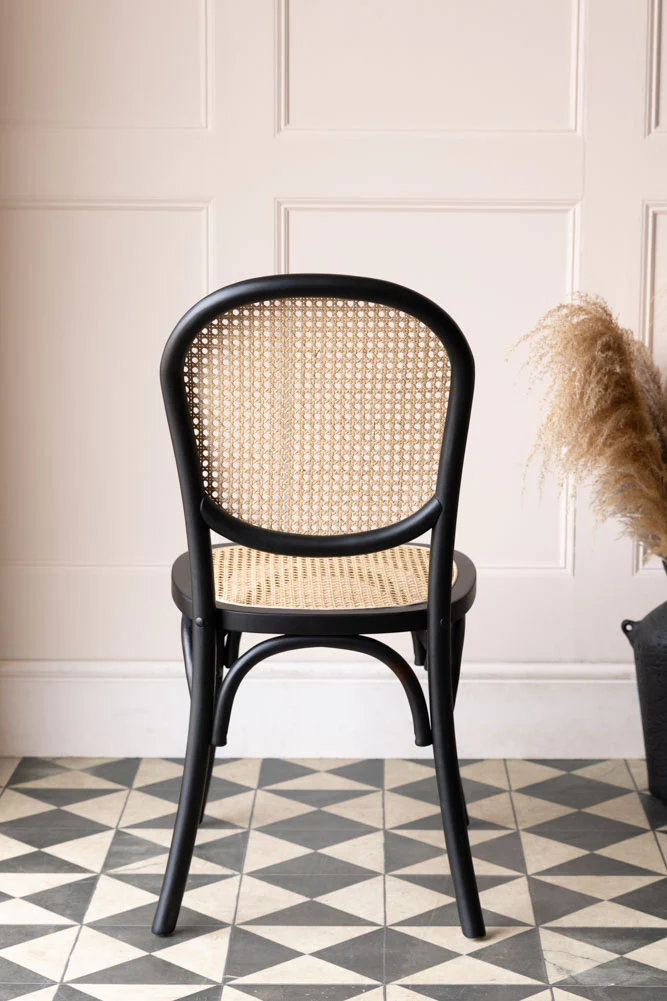 Set of 2 Chez Pitou Wood & Woven Cane Dining Chairs in Black - Image 7