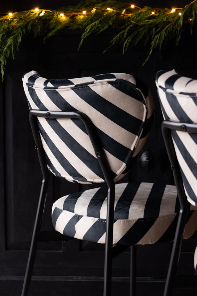 Set Of 2 Dining Chairs In Stripe Velvet - Image 2