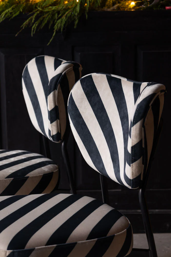 Set Of 2 Dining Chairs In Stripe Velvet - Image 3