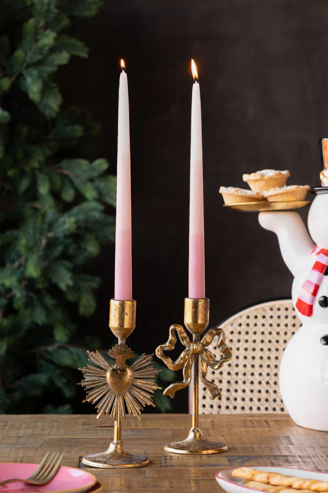 Set Of 2 Ombre Pink Dinner Candles - Image 2