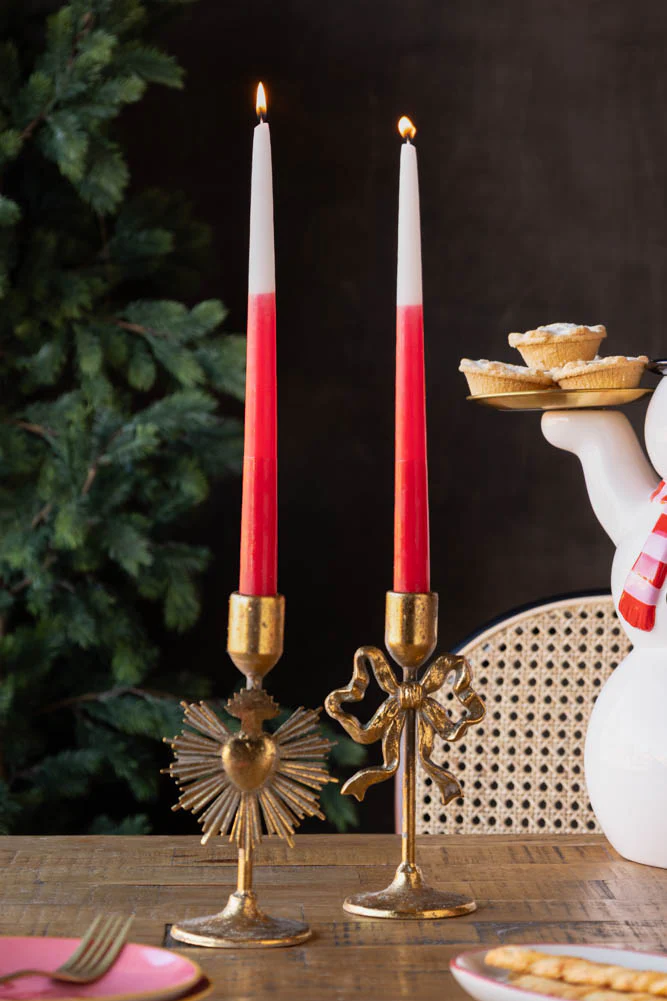 Set Of 2 Ombre Red Dinner Candles - Image 2