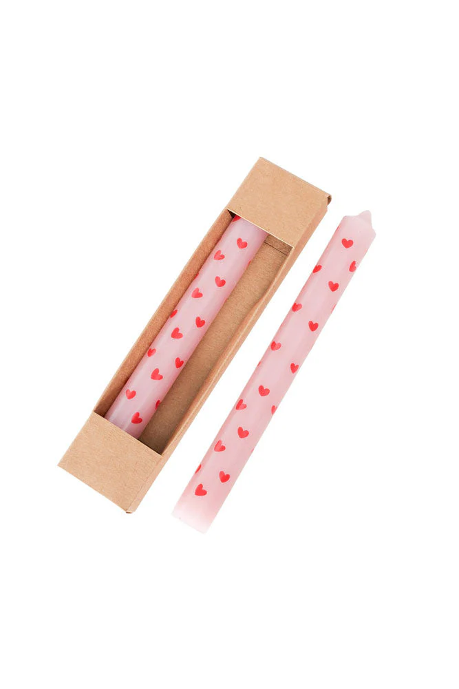 Set of 2 Red & Pink Heart Dinner Candles - Image 8
