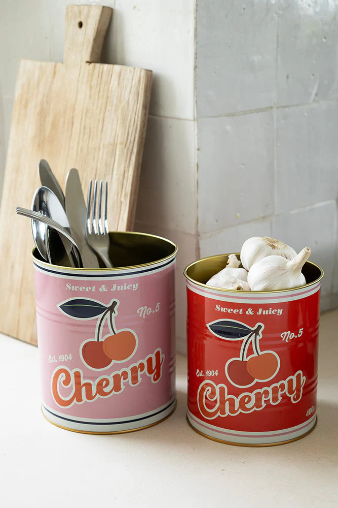 Set Of 2 Retro Cherry Kitchen Storage Tins - Image 3