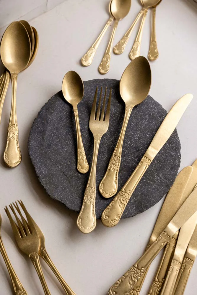 Set of 24 Antique Gold Cutlery Set
