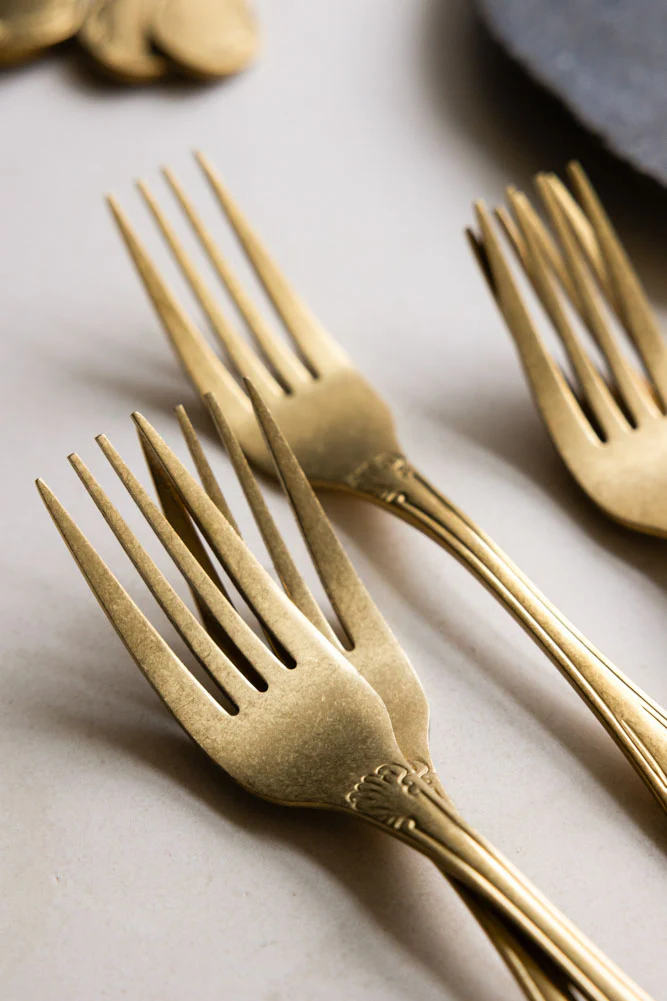 Set of 24 Antique Gold Cutlery Set - Image 2