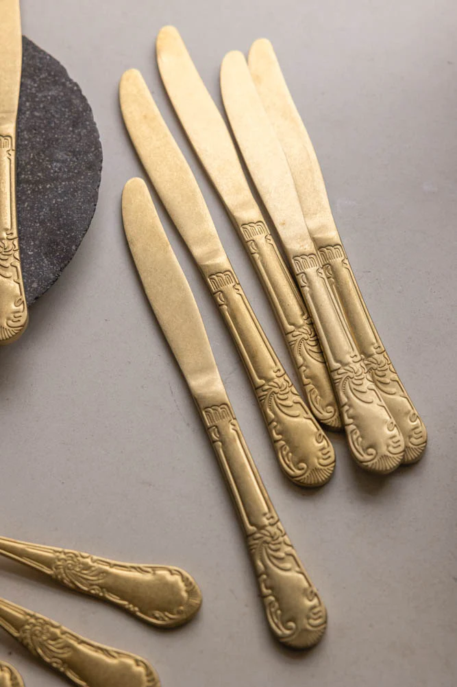 Set of 24 Antique Gold Cutlery Set - Image 3