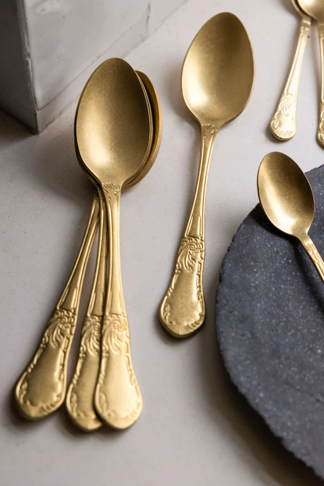 Set of 24 Antique Gold Cutlery Set - Image 4
