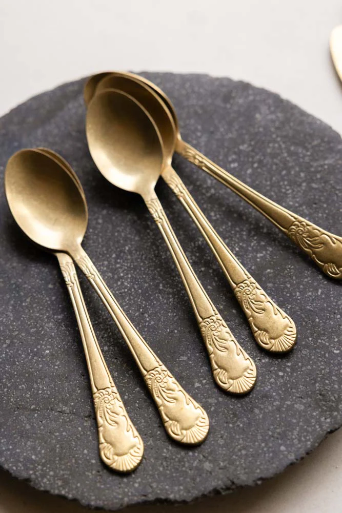Set of 24 Antique Gold Cutlery Set - Image 5