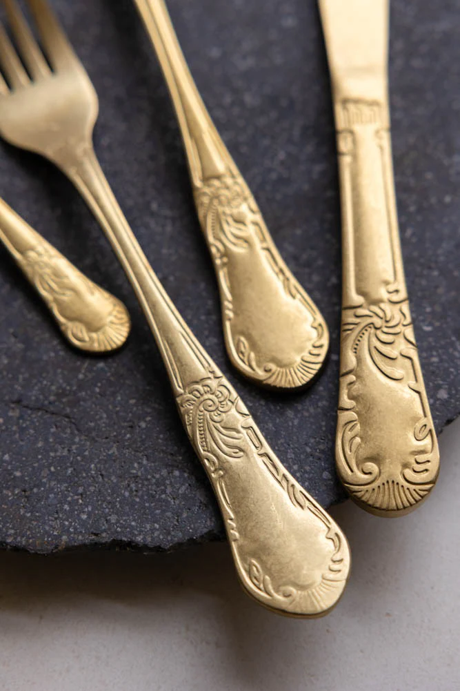 Set of 24 Antique Gold Cutlery Set - Image 6