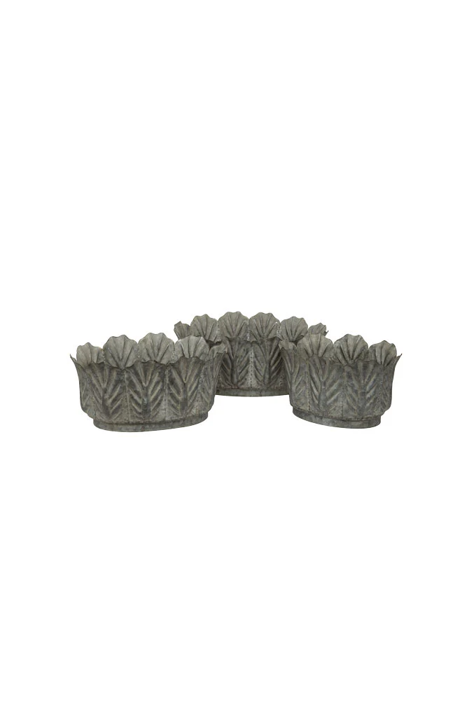 Set of 3 Petal Antiqued Planters - Image 7