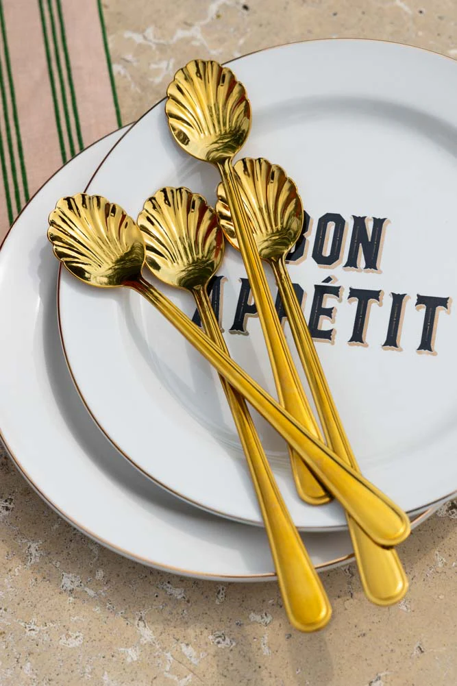 Set of 4 Gold Shell Latte Spoons - Image 2