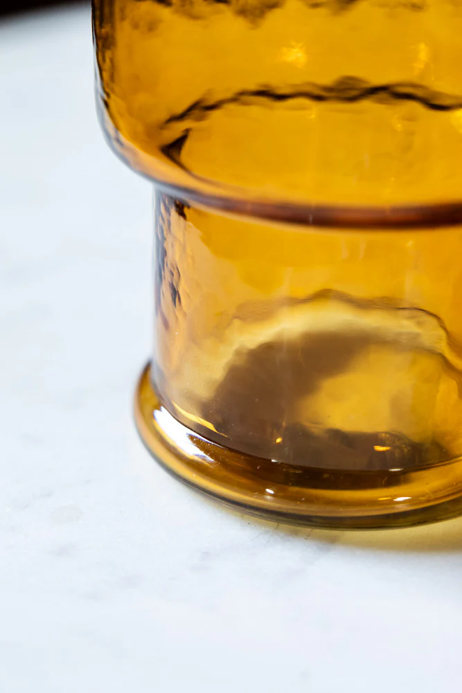 Set Of 4 Stackable Amber Glass Tumblers - Image 6