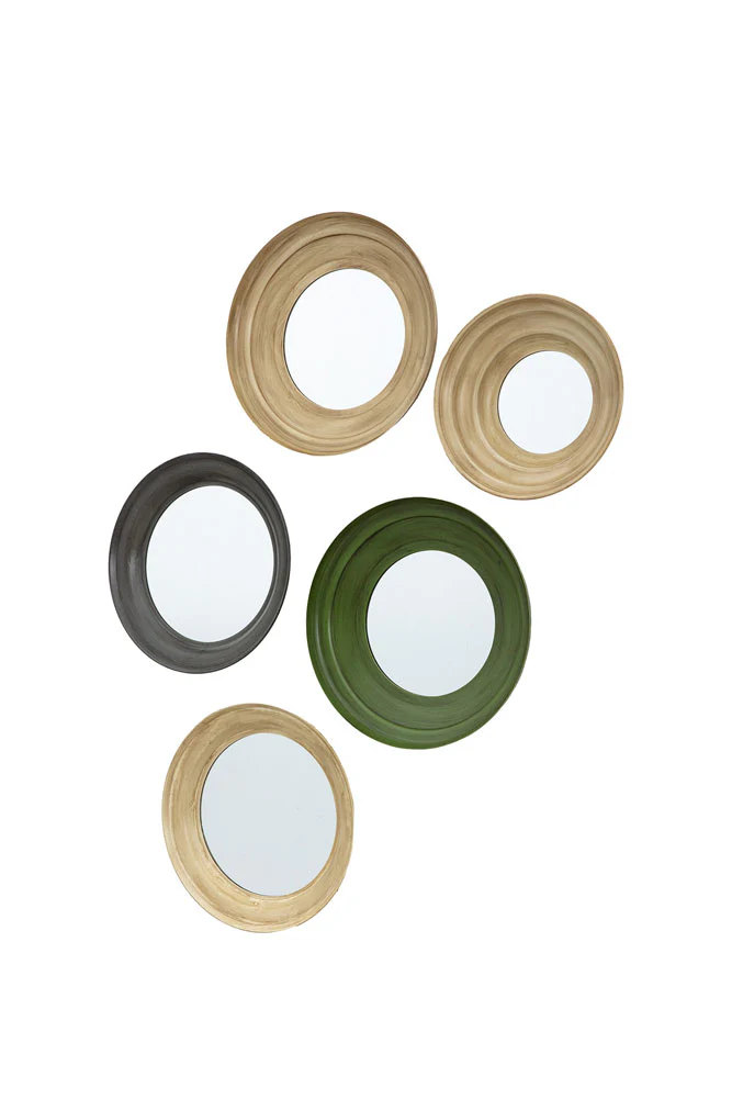 Set Of 5 Metal Frame Mirrors in Green & Natural - Image 10