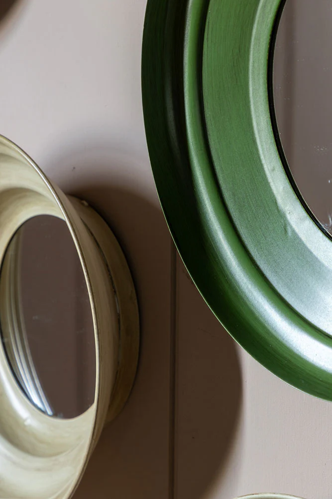 Set Of 5 Metal Frame Mirrors in Green & Natural - Image 6