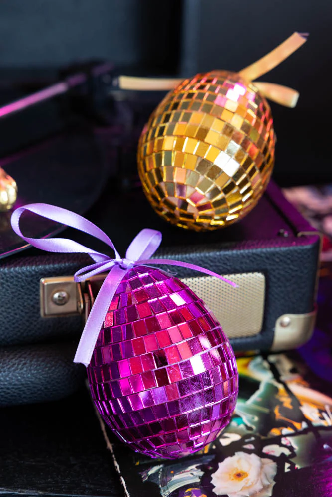 Set Of 6 Colourful Disco Easter Egg Decorations - Image 9