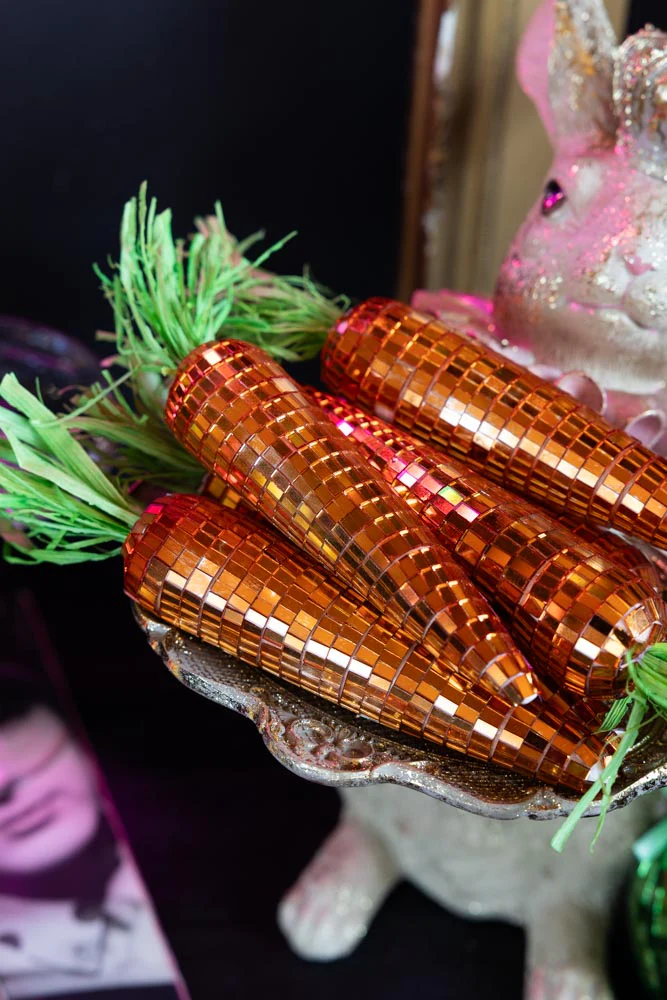 Set Of 6 Disco Carrot Easter Decorations - Image 2
