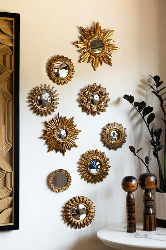 Set Of 9 Assorted Ornate Gold Framed Mirrors
