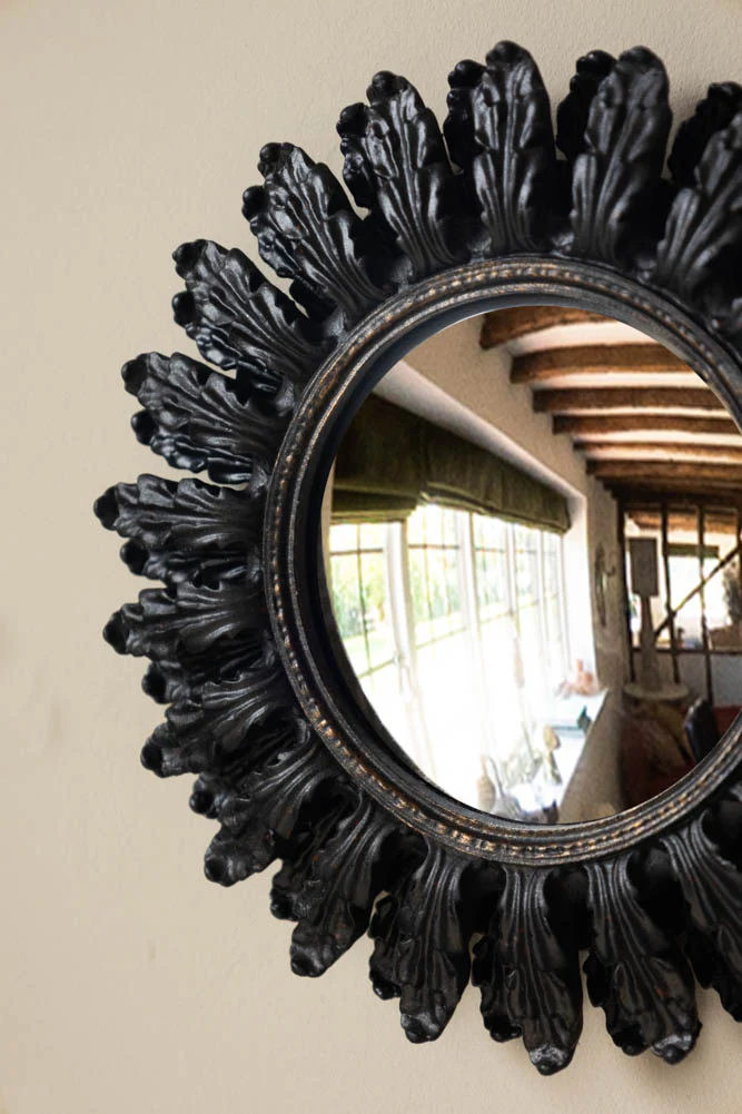 Set of 9 Ornate Antique Black Framed Mirrors - Image 7