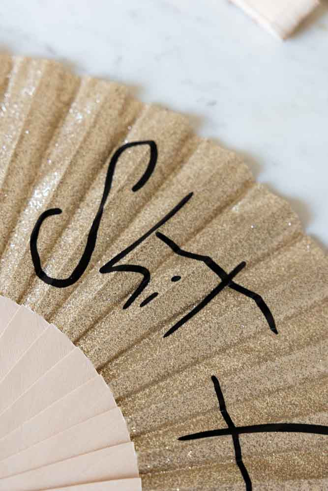 Shit Hot Black & Gold Glitter Fan - Image 3