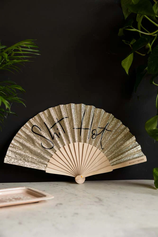 Shit Hot Black & Gold Glitter Fan - Image 5