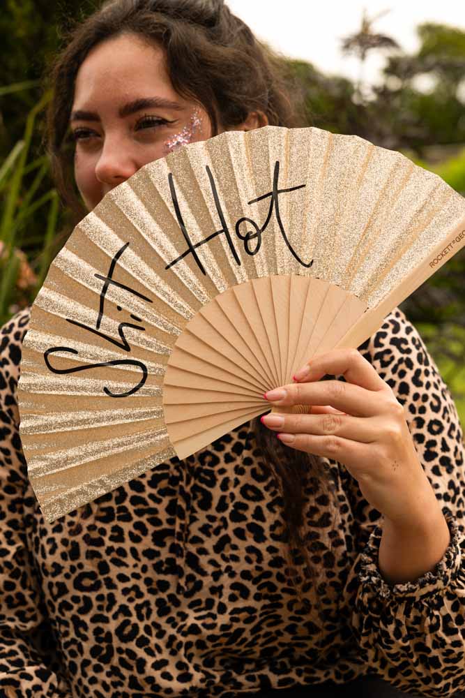 Shit Hot Black & Gold Glitter Fan - Image 6