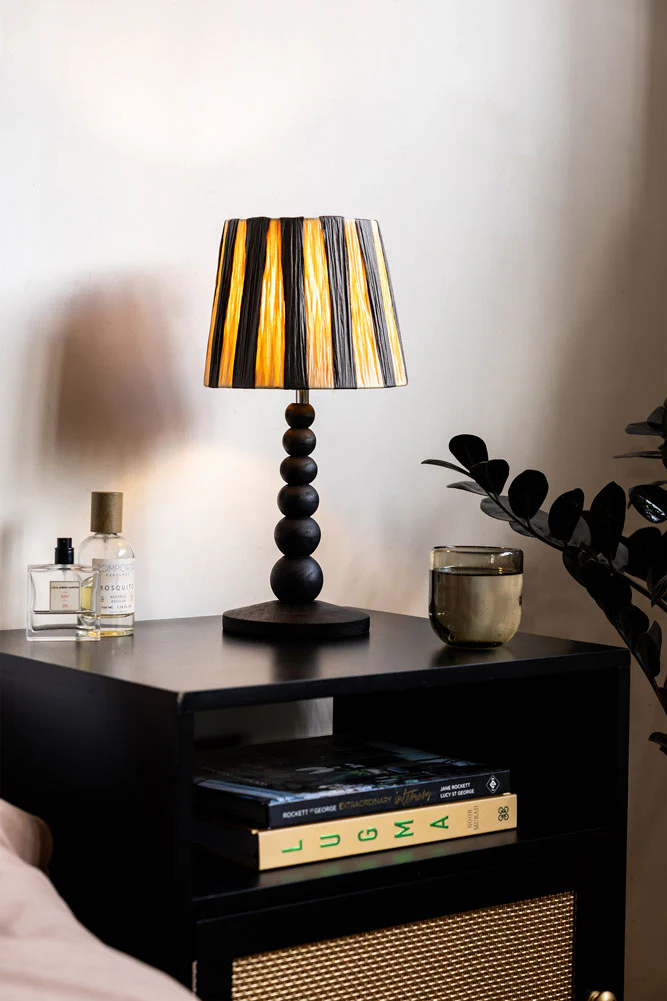 Small Black Bobbin Bedside Table Lamp - Image 3