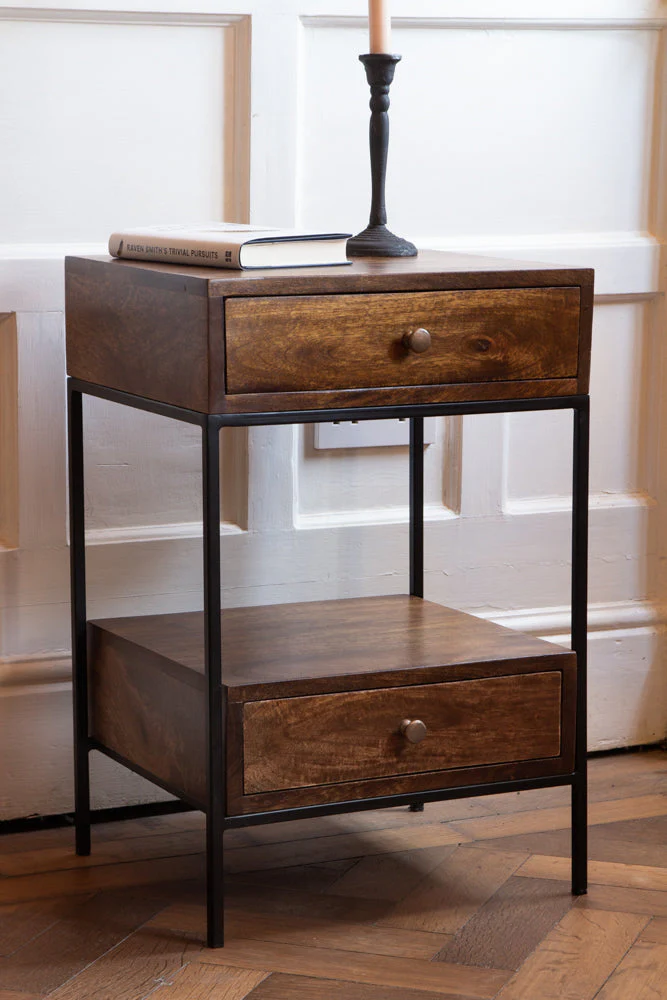 Split Level 2-Drawer Mango Wood Bedside Table
