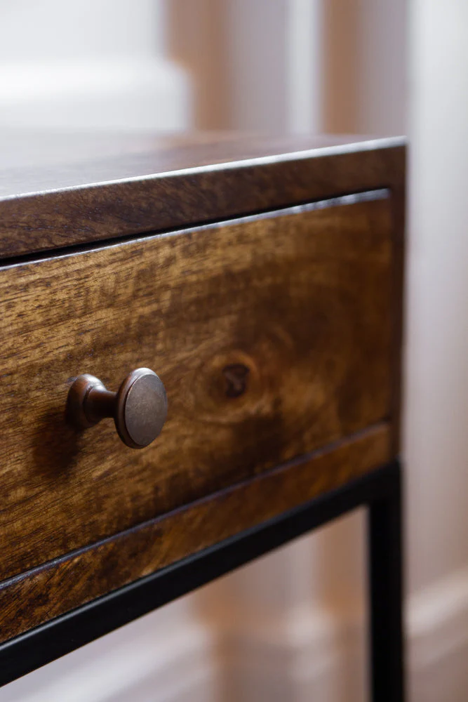 Split Level 2-Drawer Mango Wood Bedside Table - Image 2